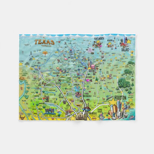 Texas Fun Map Fleece Deken (Voorkant (Horizontaal))