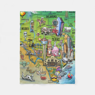 Texas Fun Map Fleece Deken