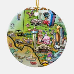 Texas Fun Map Keramisch Ornament
