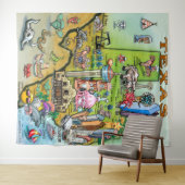 Texas Fun Map Tapestry Wandkleed (In Situ (horizontaal))