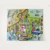Texas Fun Map Tapestry Wandkleed (Voorkant (horizontaal))