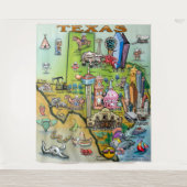 Texas Fun Map Tapestry Wandkleed (Voorkant)
