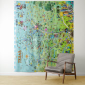 Texas Fun Map Tapestry Wandkleed (In situ)