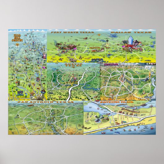 Texas Fun Maps Poster (Voorkant)