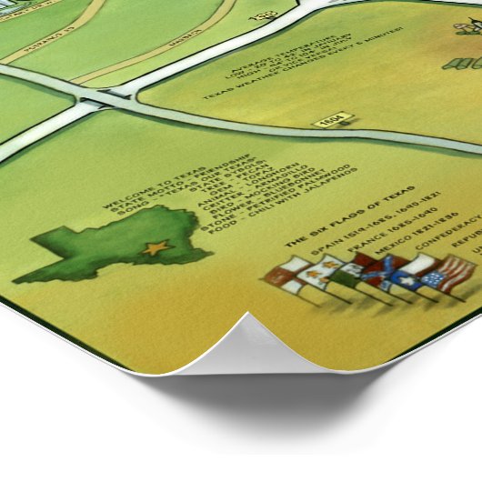 Texas Fun Maps Poster (Hoek)