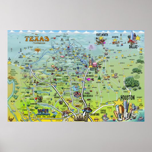 Texas Fun Maps XX Grand Poster (Devant)