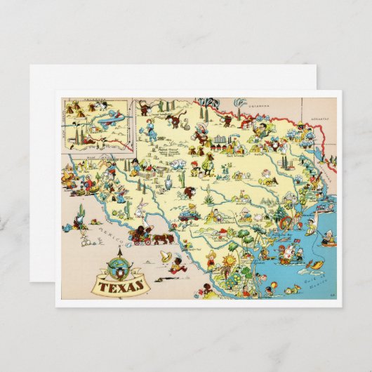 Texas Funny  Map Briefkaart (Voorkant / Achterkant)