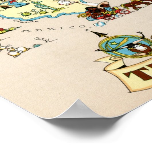 Texas Funny Map Poster (Hoek)