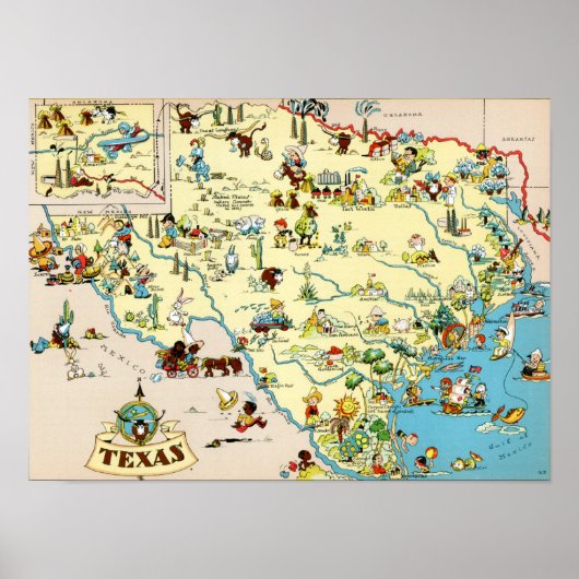 Texas Funny Map Poster (Voorkant)