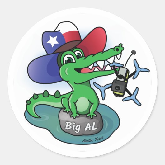 Texas Gator attrape Drone Classic Round Sticker (Devant)