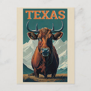 Texas gestileerde  Bull Retro Reizen Briefkaart