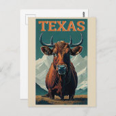 Texas gestileerde  Bull Retro Reizen Briefkaart (Voorkant / Achterkant)