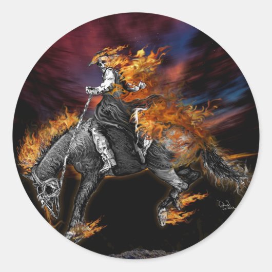 Texas Ghost Rider Ronde Sticker (Voorkant)