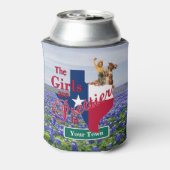 Texas Girls zijn in (CUSTOM NAME) Bluebonn Blikjeskoeler (Blikje Achterkant)