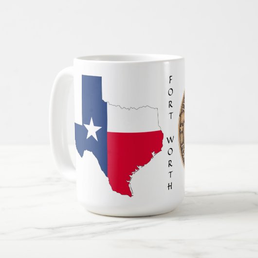 Texas Graphic & Texas Trail sur fond blanc, Tasse (Devant gauche)