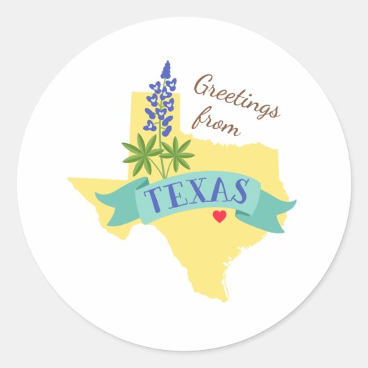 Texas Greetings Ronde Sticker (Voorkant)