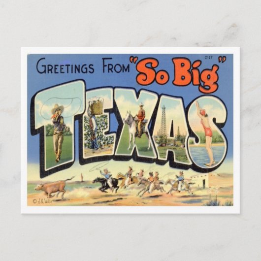 Texas Greetings uit de VS Briefkaart (Voorkant)