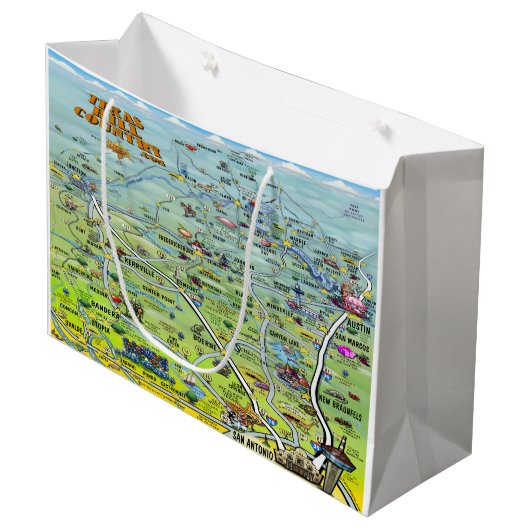 Texas Hill Country Cartoon Map Large Cadeauzakje (Voorkant Gekanteld)