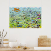 Texas Hill Country Cartoon Map Poster (Keuken)