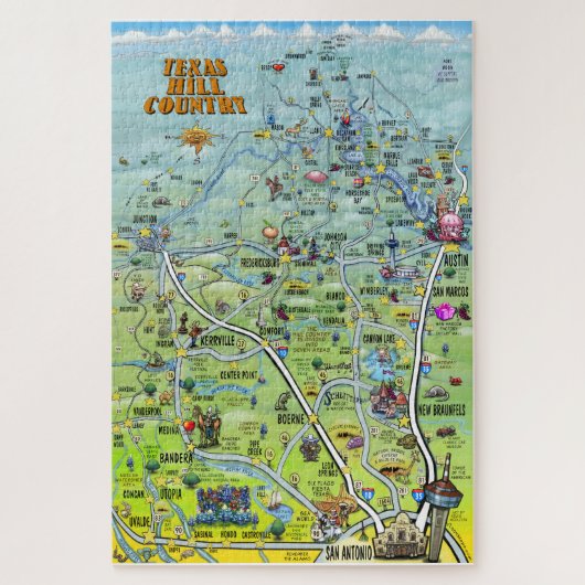 Texas Hill Country Fun Map Legpuzzel (Verticaal)