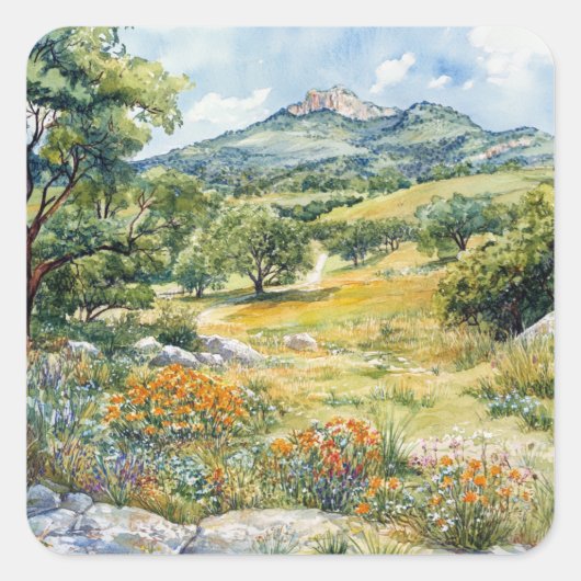 Texas Hill Country Vierkante Sticker (Voorkant)