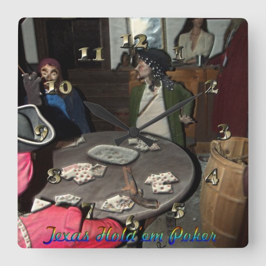 Texas Hold "em Poker Vierkante Klok (Voorkant)