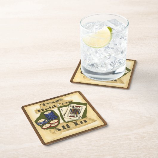 Texas Hold'Em Hand with King and Ace Vierkante Kartonnen Onderzetter (Insitu)