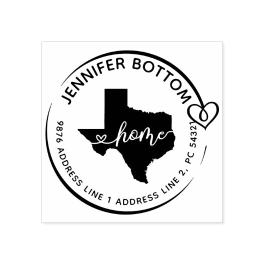 Texas Home Kaart Logo Rubberstempel (Afrduk)