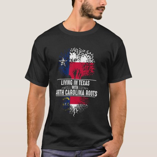 Texas Home North Carolina Roots State Tree-vlag T-shirt (Voorkant)