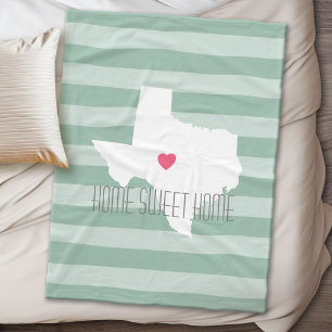 Texas Home State Love met Custom Heart Fleece Deken