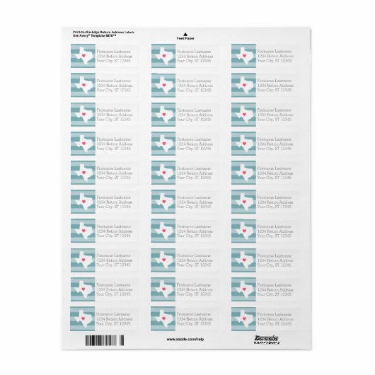 Texas Home State Love Weddenschap met aangepast ha Etiket (Full Sheet)