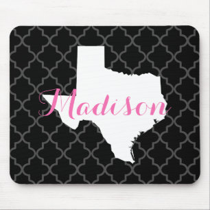 Texas Home State Quatrefoil Custom Monogram Muismat