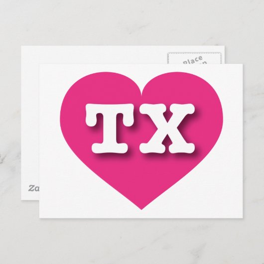 Texas Hot Pink Heart - Ik hou van TX Briefkaart (Voorkant / Achterkant)