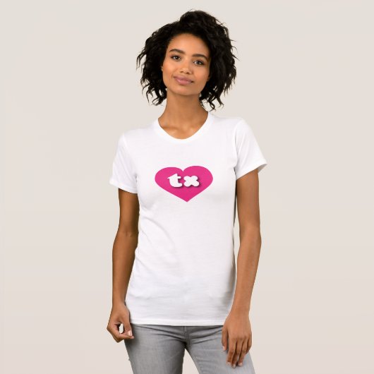 Texas hot roze hart - Ik hou van tx T-shirt (Voorkant volledig)