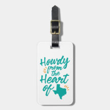 Texas Howdy Bagagelabel, Turquoise