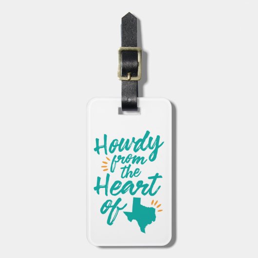 Texas Howdy Bagagelabel, Turquoise Bagagelabel (Voorkant verticaal)