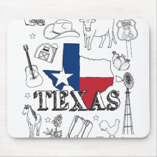 Texas Illustration Doodles of Texas Pattern Muismat