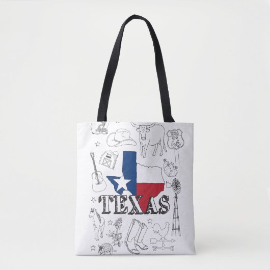 Texas Illustration Doodles of Texas Texas Pattern Draagtas (Voorkant)
