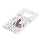 Texas Illustration Doodles of Texas Texas Pattern Kredietkaart Flessenopener (Voorkant Gekanteld)