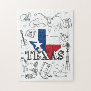 Texas Illustration Doodles of Texas Texas Pattern Legpuzzel
