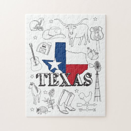 Texas Illustration Doodles of Texas Texas Pattern Legpuzzel (Verticaal)