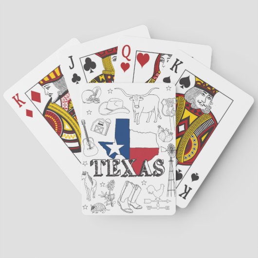 Texas Illustration Doodles of Texas Texas Pattern Pokerkaarten (Achterkant)