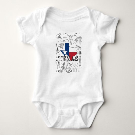 Texas Illustration Doodles of Texas Texas Pattern Romper (Voorkant)