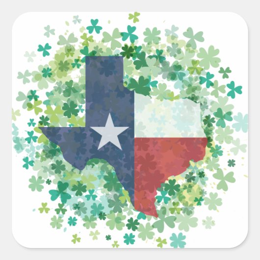 Texas in Clover - St. Patrick's Day Vierkante Sticker (Voorkant)