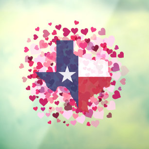 Texas in een hartenveld - Valentijnsdag Raamsticker