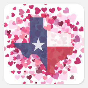 Texas in een hartenveld - Valentijnsdag Vierkante Sticker
