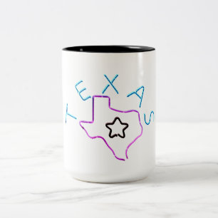 Texas in neonlichten. tweekleurige koffiemok