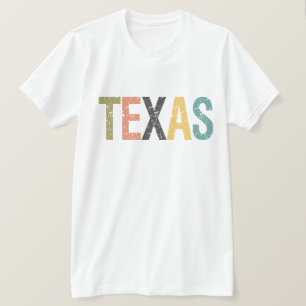 Texas in vervaagde retro kleur belettering t-shirt