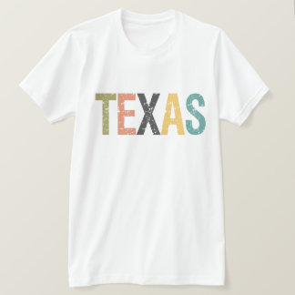 Texas in vervaagde retro kleur belettering t-shirt