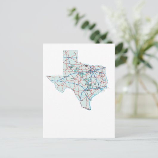 Texas Interstate Map Briefkaart (Staand voorkant)